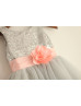 Silver Sequin Gray Tulle Bling Bling Flower Girl Dress